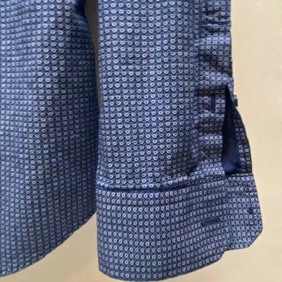 Express Dress Shirt Men’s Small 14-14.5" Neck Blue Geometric Extra Slim Button - Picture 5 of 14